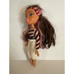 Bratz Doll MGA Entertainment 2001 Pink & Black Hair Striped Top White Pants